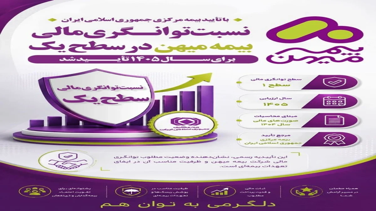 نسبت توانگری مالی بیمه میهن برای سال ۱۴۰۵ در سطح یک تأیید شد