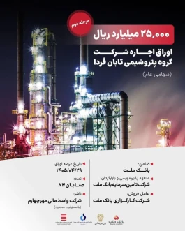 تأمین مالی مرحله دوم پروژه نیروگاه صبا دهلران با انتشار ۲۵ هزار میلیارد ریال اوراق اجاره توسط تأمین سرمایه بانک ملت